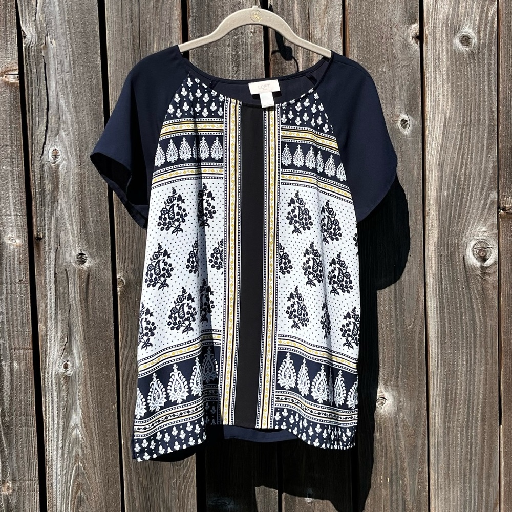 Loft blue top blouse size small